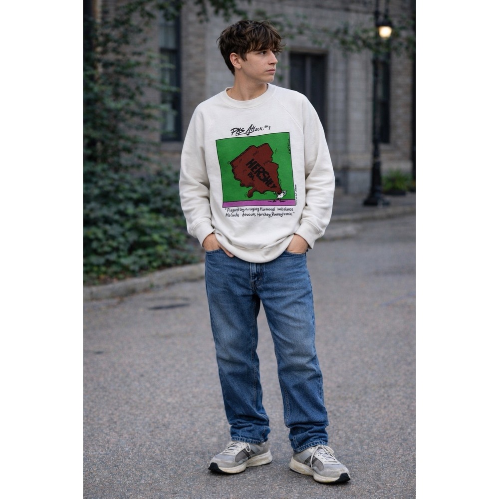 Vtg 90s Fruit of the Loom PMS Attack‎ Funny Humor Graphic Crew Sweatshirt USA
